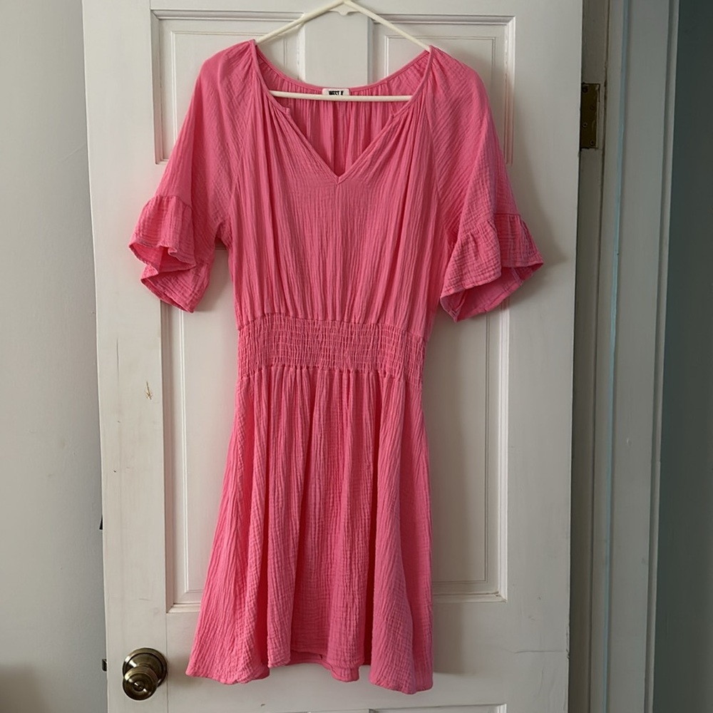 Short Sleeve Gauze Fit & Flare Dress - Picture 2 of 5